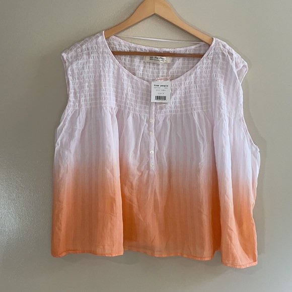 Free People Tops - NWT (M) free people little bit of something cotton boho smock ombré sleeveless